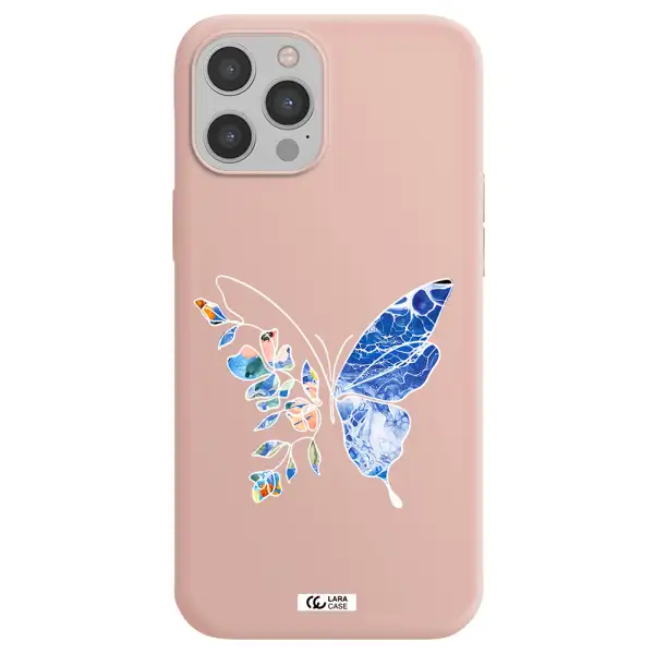 Line Butterfly Apple iPhone 12 pro Silicone pastel pink Case