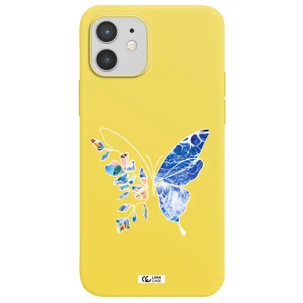 Line Butterfly Apple iPhone 12 Silicone canary yellow Case