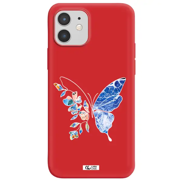 Line Butterfly Apple iPhone 12 Silicone Imperial Red Case