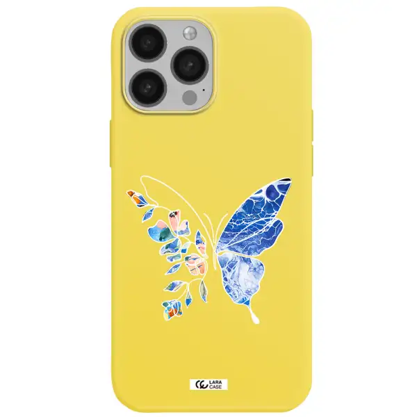 Line Butterfly Apple iPhone 13 Pro Silicone canary yellow Case