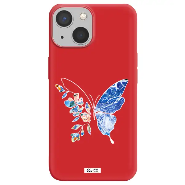 Line Butterfly Apple iPhone 13 Silicone Imperial Red Case