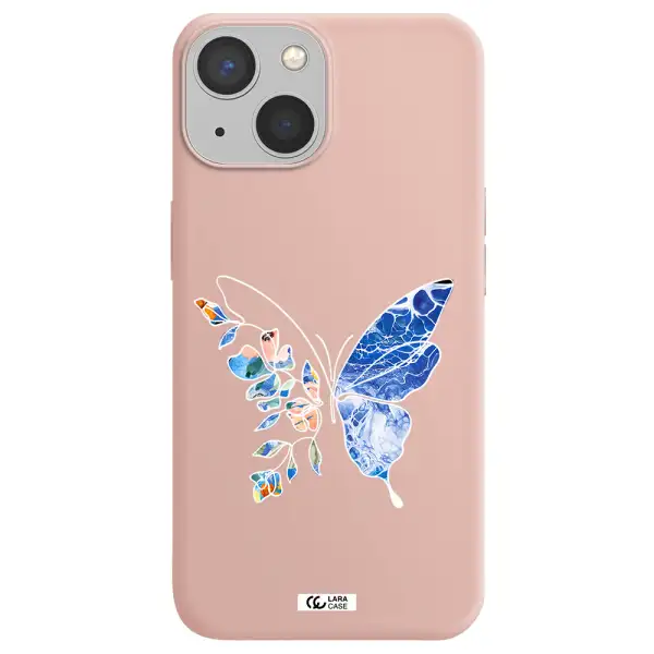Line Butterfly Apple iPhone 13 Silicone pastel pink Case