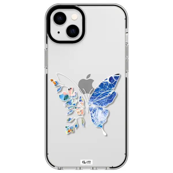 Line Butterfly Apple iPhone 14 plus impact black border Case