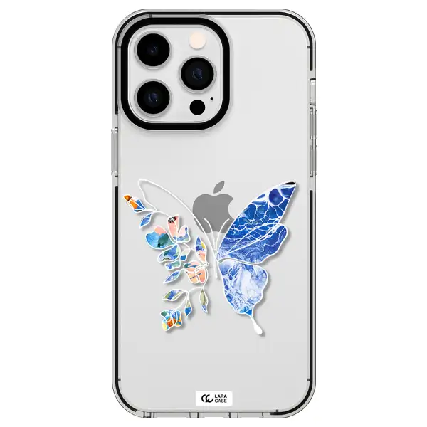 Line Butterfly Apple iPhone 14 pro max impact black border Case