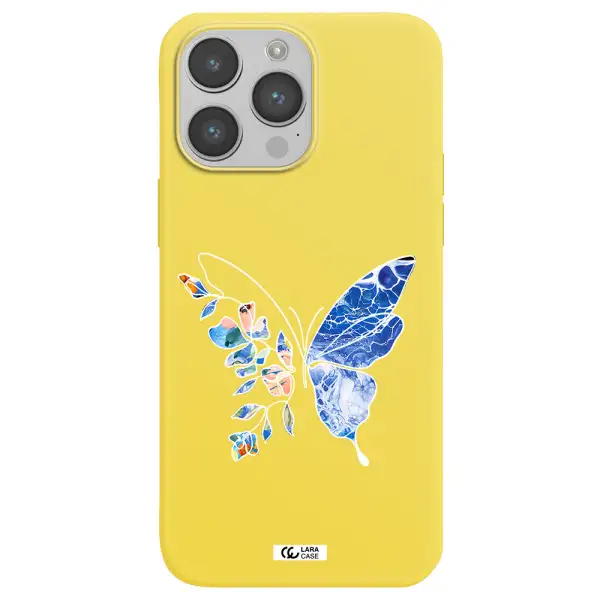 Line Butterfly Apple iPhone 14 pro max Silicone canary yellow Case