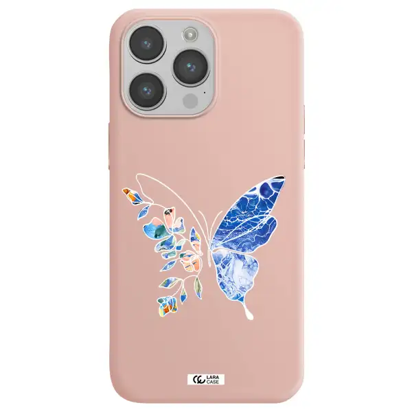 Line Butterfly Apple iPhone 14 pro max Silicone pastel pink Case