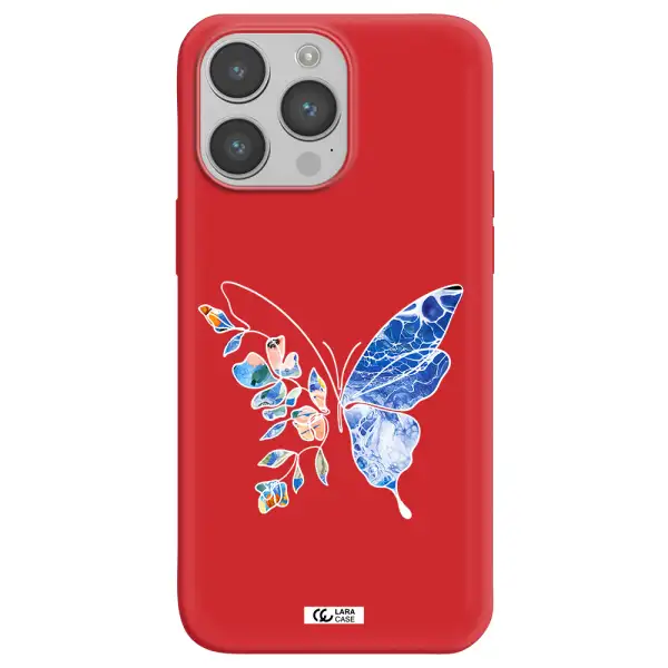 Line Butterfly Apple iPhone 14 pro Silicone Imperial Red Case