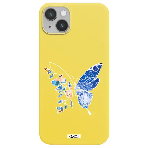 Line Butterfly Apple iPhone 14 Silicone canary yellow Case