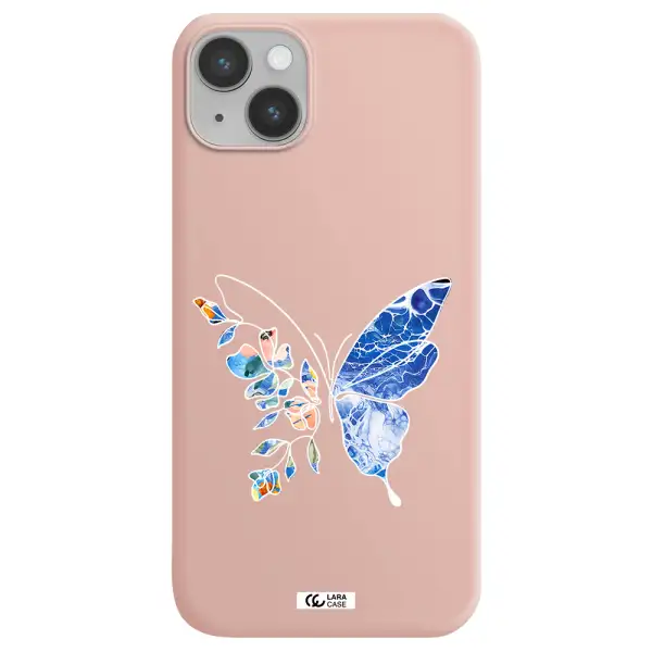 Line Butterfly Apple iPhone 14 Silicone pastel pink Case
