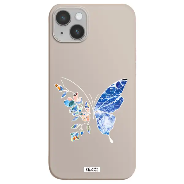 Line Butterfly Apple iPhone 14 Silicone Stone Case