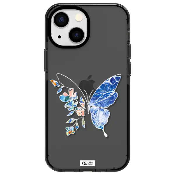 Line Butterfly Apple iPhone 15 impact Smoke Black Case