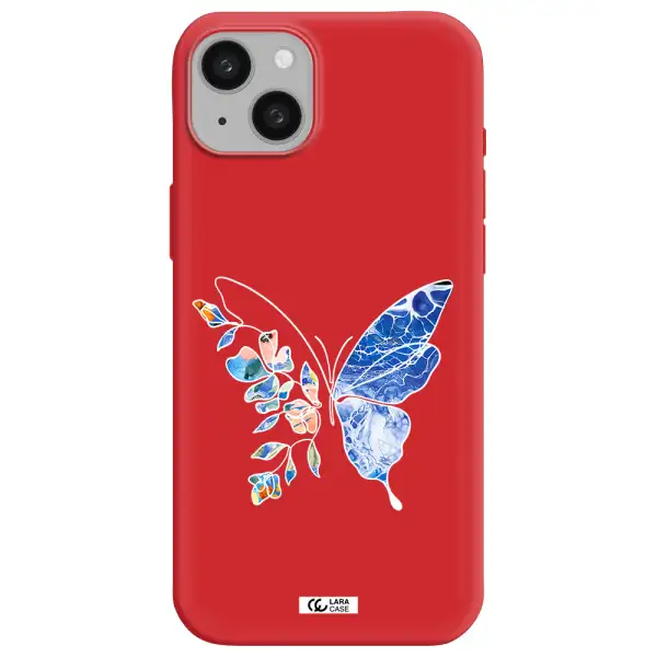 Line Butterfly Apple iphone 15 plus Silicone Imperial Red Case