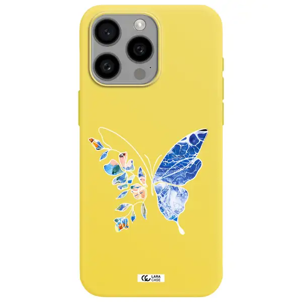 Line Butterfly Apple Iphone 15 Pro max Silicone canary yellow Case