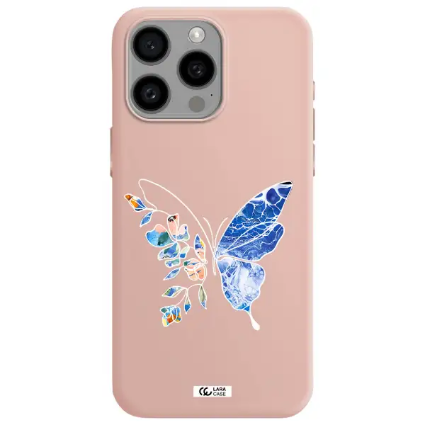 Line Butterfly Apple Iphone 15 Pro max Silicone pastel pink Case