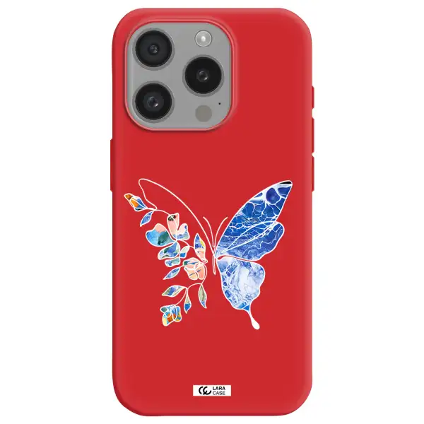 Line Butterfly Apple Iphone 15 Pro Silicone Imperial Red Case