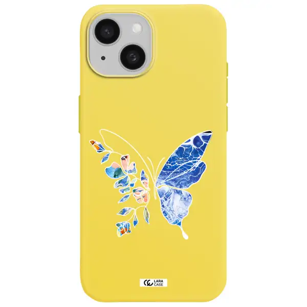 Line Butterfly Apple iPhone 15 Silicone canary yellow Case