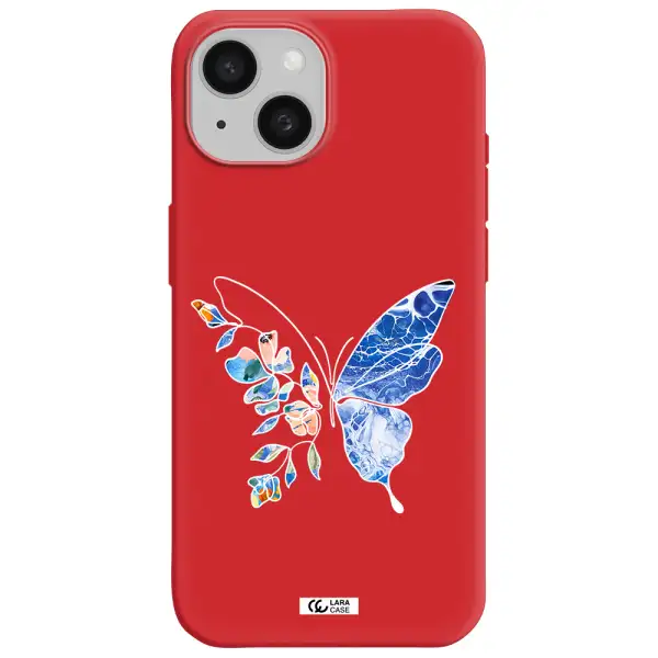 Line Butterfly Apple Iphone 15 Silicone Imperial Red Case