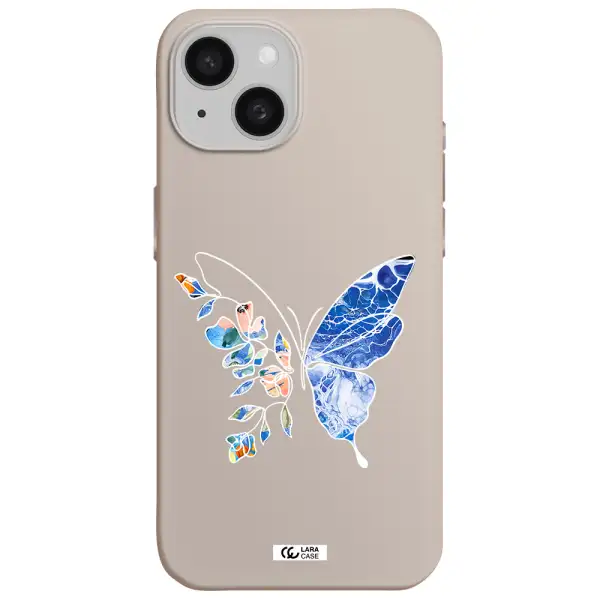 Line Butterfly Apple iPhone 15 Silicone Stone Case