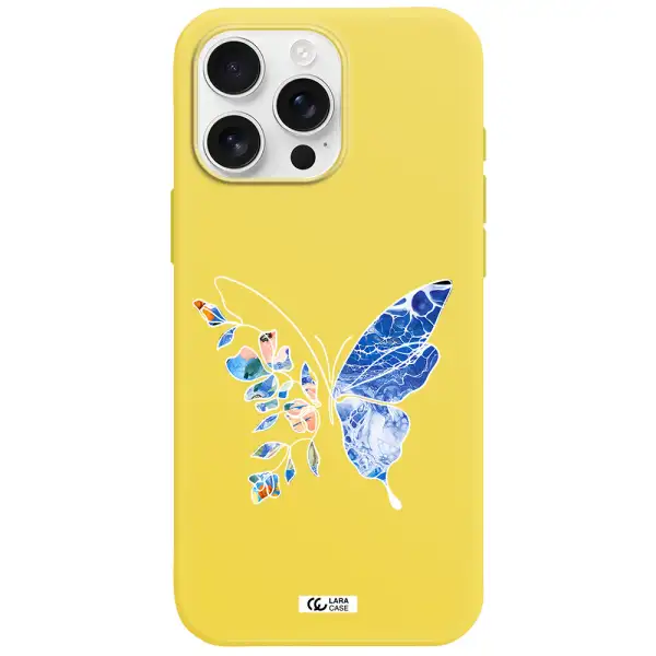 Line Butterfly Apple Iphone 16 Pro Max Silicone Canary Yellow Case