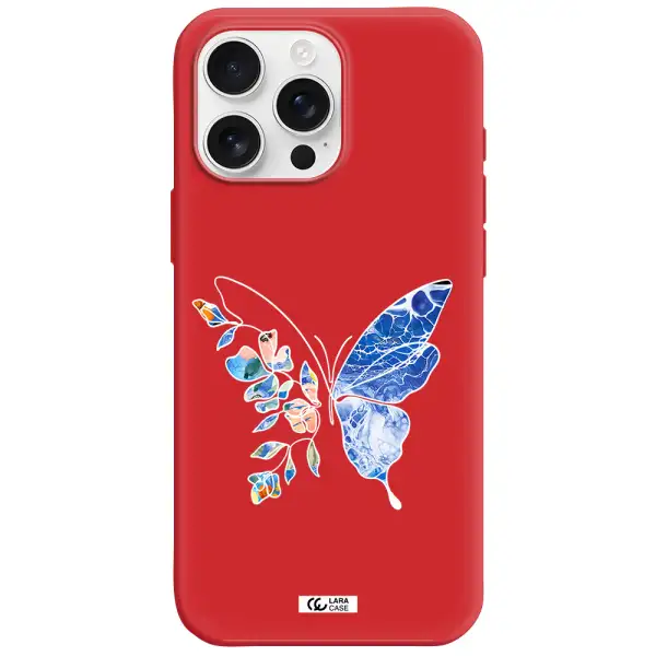Line Butterfly Apple Iphone 16 Pro Max Silicone Imperial Red Case