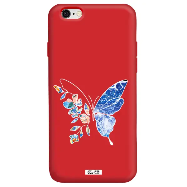 Line Butterfly Apple iPhone 6 Silicone Imperial Red Case