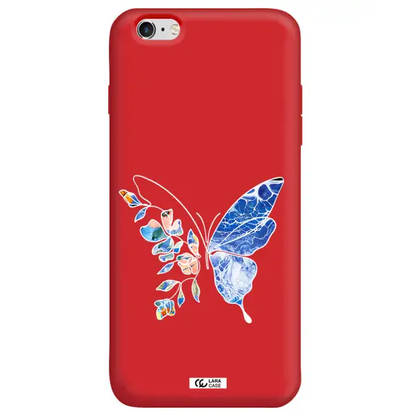 Line Butterfly Apple iPhone 6S Silicone Imperial Red Case