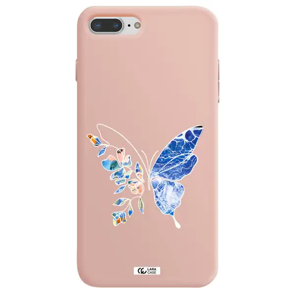 Line Butterfly Apple iPhone 8 plus Silicone pastel pink Case