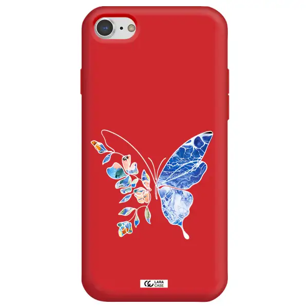 Line Butterfly Apple iPhone 8 Silicone Imperial Red Case