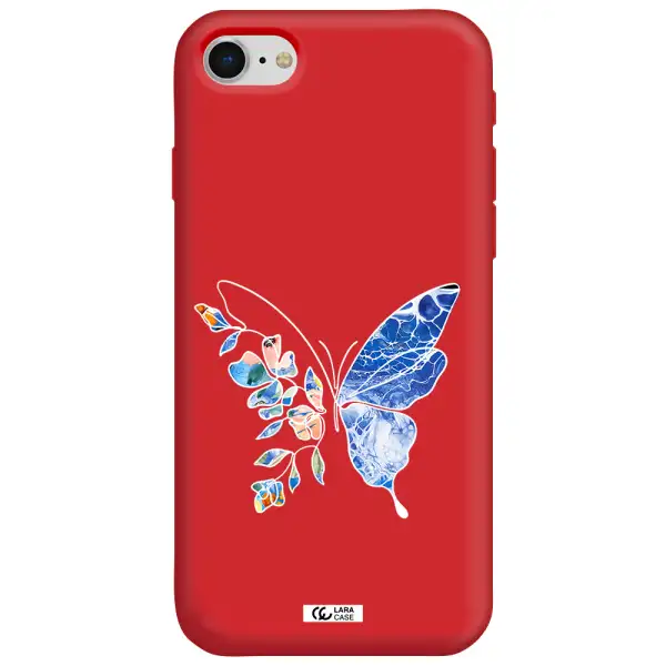Line Butterfly Apple iPhone se 2020 Silicone Imperial Red Case