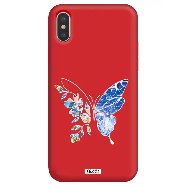 Line Butterfly Apple iPhone X Silicone Imperial Red Case
