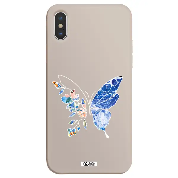 Line Butterfly Apple iPhone X Silicone Stone Case