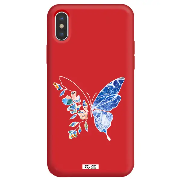 Line Butterfly Apple iPhone XS Silicone Imperial Red Case