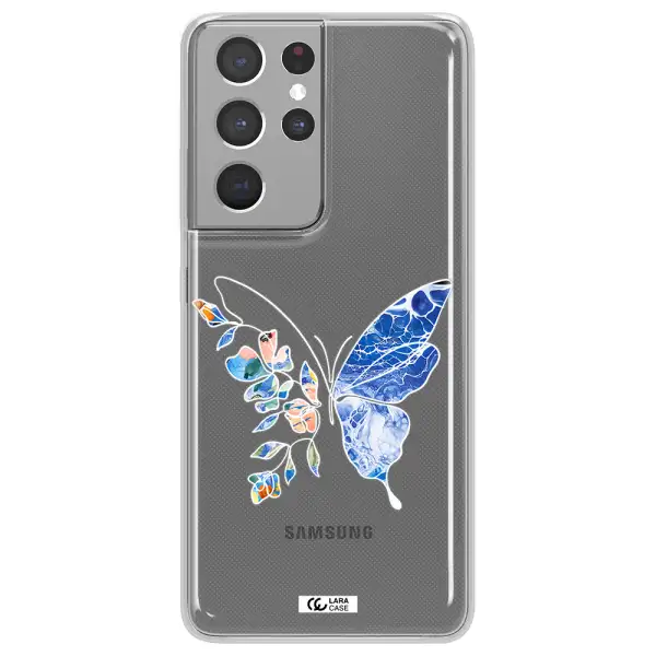 Line Butterfly Samsung S21 Ultra Clear TPU Case