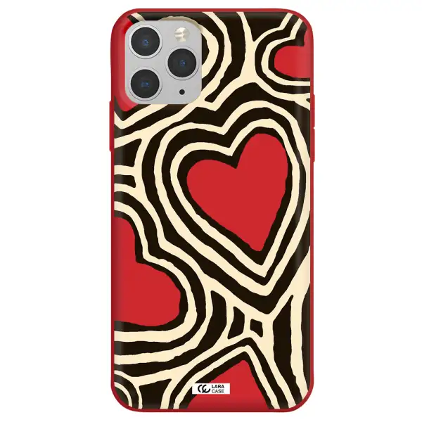 Cute Hearts Apple iPhone 11 pro max Silicone Imperial Red Case