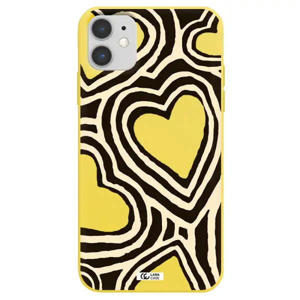 Cute Hearts Apple iPhone 11 Silicone canary yellow Case