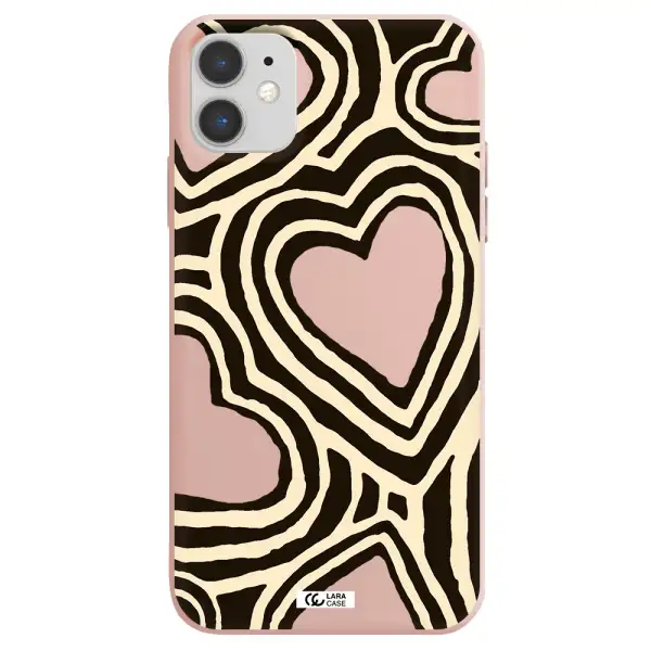 Cute Hearts Apple iPhone 11 Silicone pastel pink Case