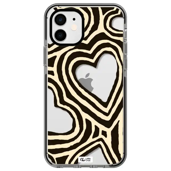 Cute Hearts Apple iPhone 12 impact black border Case
