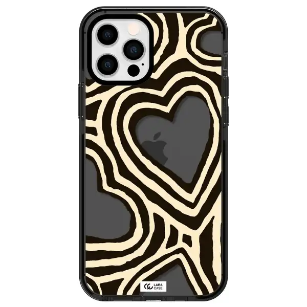 Cute Hearts Apple iPhone 12 pro impact Smoke Black Case