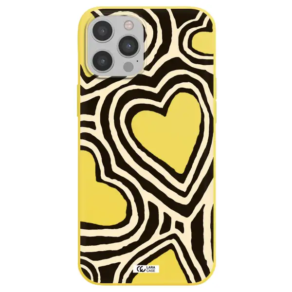 Cute Hearts Apple iPhone 12 pro max Silicone canary yellow Case
