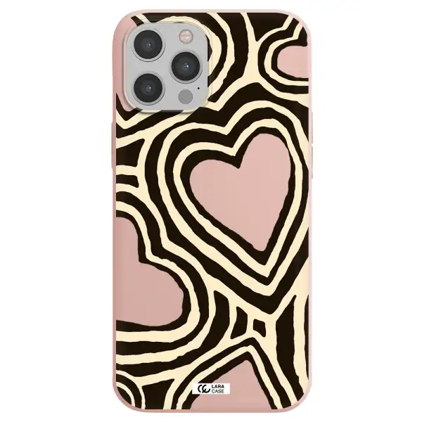 Cute Hearts Apple iPhone 12 pro max Silicone pastel pink Case