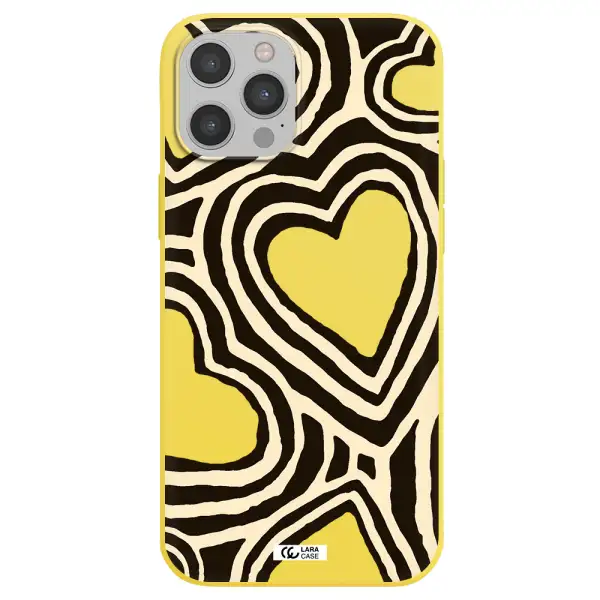Cute Hearts Apple iPhone 12 pro Silicone canary yellow Case