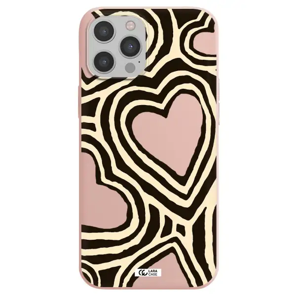 Cute Hearts Apple iPhone 12 pro Silicone pastel pink Case