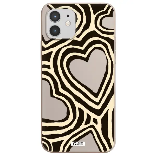 Cute Hearts Apple iPhone 12 Silicone Stone Case