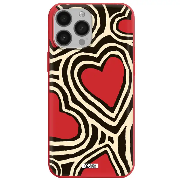 Cute Hearts Apple iPhone 13 Pro Max Silicone Imperial Red Case