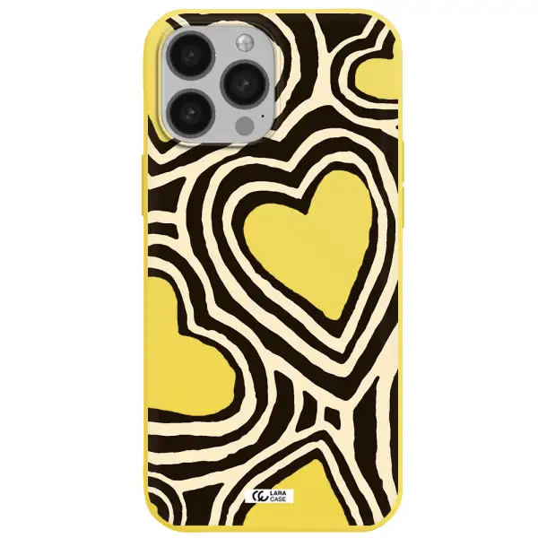 Cute Hearts Apple iPhone 13 Pro Silicone canary yellow Case