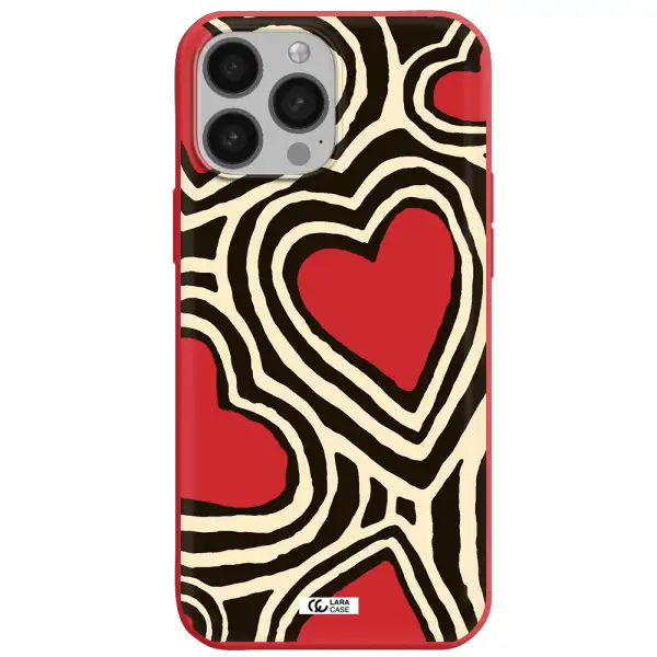 Cute Hearts Apple iPhone 13 Pro Silicone Imperial Red Case