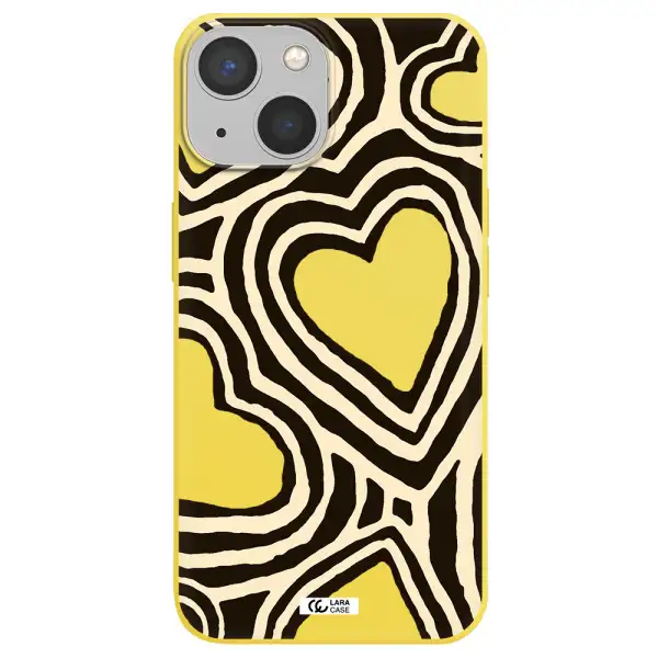 Cute Hearts Apple iPhone 13 Silicone canary yellow Case