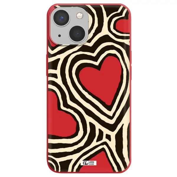 Cute Hearts Apple iPhone 13 Silicone Imperial Red Case