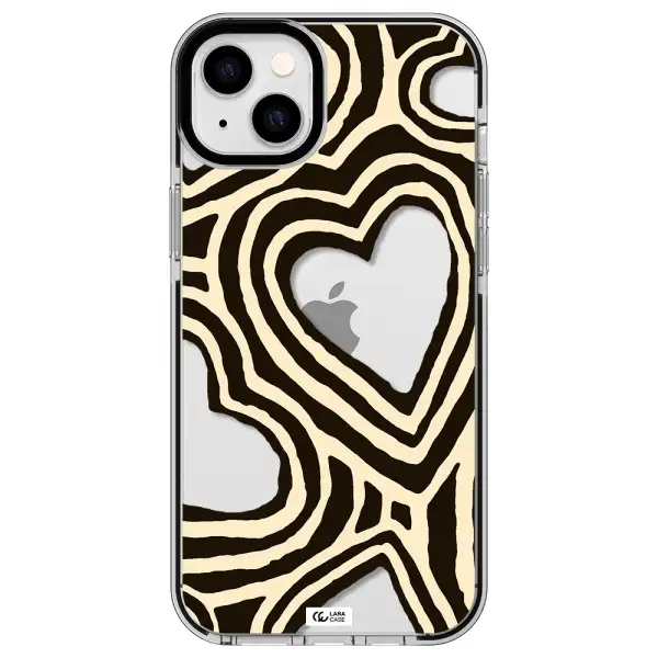 Cute Hearts Apple iPhone 14 plus impact black border Case