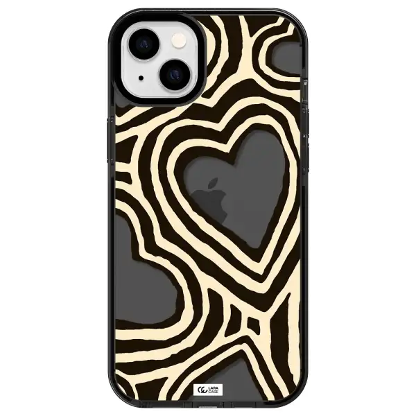 Cute Hearts Apple iPhone 14 plus impact Smoke Black Case